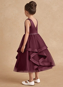 Azazie Posy Flower Girl Dresses Cabernet A-Line Beaded Tulle Dress image2