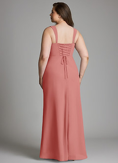 Azazie Agustina Robes à essayer chez vous Robe Sirène en Mousseline de soie Corset Rose Poussiéreuse image10