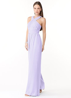 Azazie Berdie Bridesmaid Dresses Lilac Halter Chiffon Jumpsuit image3