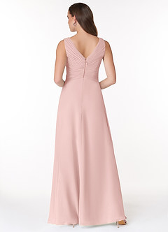 Azazie Flora Robes de demoiselle d'honneur Robe Trapèze en Mousseline de soie Plissée Rose Poudré image2