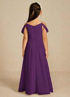 Azazie Chelle Flower Girl Dresses Grape A-Line Pleated Chiffon Dress image2