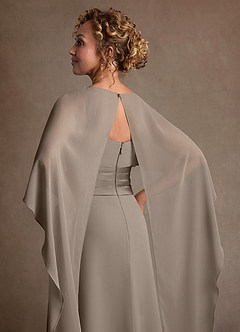 Azazie Marilla 신부의 어머니 드레스 A라인 주름진 쉬폰 플로어 길이 드레스 image7