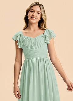 Azazie Anaya Junior Agave A-Line Sweetheart Neckline Chiffon Dress image6