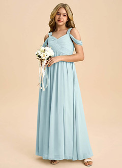 Azazie Lianne Junior Sea Glass A-Line Off the Shoulder Chiffon Dress image1