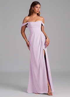 Azazie Johana Jurken voor bruidsmeisjes Converteerbaar Jurk van Chiffon met Zeemeermin Off the Shoulder Frosted Lila image6