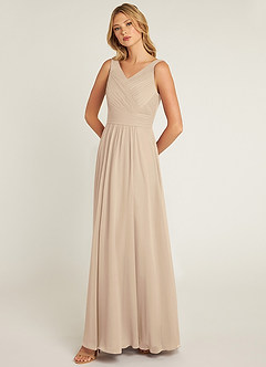 Azazie Pierrette Bridesmaid Dresses Champagne A-Line Pleated Chiffon Dress image3