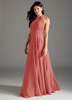 Azazie Charlize Bridesmaid Dresses Antique Rose A-Line One Shoulder Chiffon Dress image4