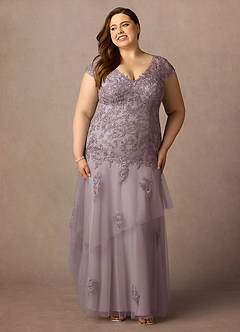 Azazie Romy Mother of the Bride Dresses Dusk Mermaid V-Neck Sequins Tulle Dress image7