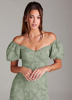 Azazie Evalina Bridesmaid Dresses Agave Sheath Floral Burnout Dress image2