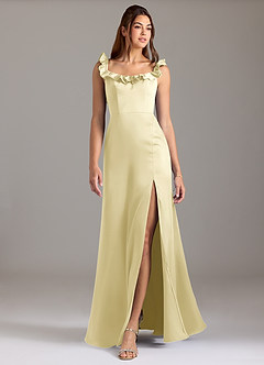 Azazie Callie At-home Try On Dresses Dusty Rose A-Line Ruched Stretch Satin Convertible Dress image3