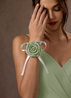 front Matching Color Stretch Satin Wrist Corsage