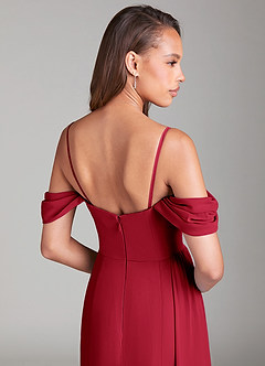 Azazie Amyra Bridesmaid Dresses Scarlet Sheath Off the Shoulder Chiffon Convertible Dress image8