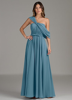Azazie Nyah Abiti da Damigella Abito A-Line in Chiffon Spalle Scoperte Bermuda image4