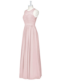 Azazie Nina Bridesmaid Dresses Blushing Pink A-Line Pleated Chiffon Dress image8