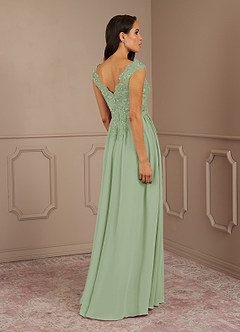 Azazie Amethyst Mother of the Bride Dresses Dusty Sage A-Line V-Neck Sequins Chiffon Dress image5