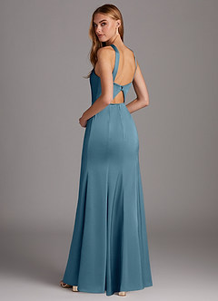 Azazie Elana Final Sale Bermuda Mermaid Side Slit Stretch Satin Dress image2