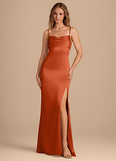 Azazie Camila Bridesmaid Dresses Paprika Sheath Sweetheart Neckline Metallic Satin Dress image6