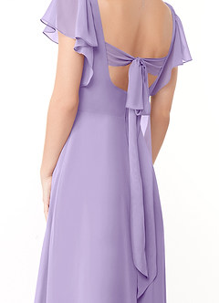 Azazie Syenna Brautjungfernkleider A-Linie Gestreift Chiffon Kleid Flieder image3