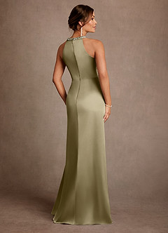 Azazie Lawrence Mère de la mariée Robes Robe Trapèze en Satin extensible Plissée Vert Mousse image3