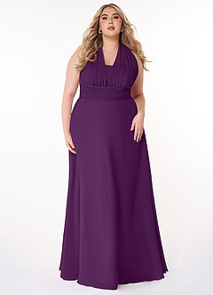 Azazie Fifi Bridesmaid Dresses Grape A-Line Strapless Chiffon Convertible Dress image12