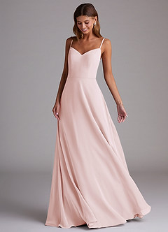 Azazie Marley Bridesmaid Dresses Blushing Pink A-Line Off the Shoulder Chiffon Convertible Dress image5