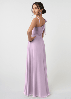 Azazie Aidy Junior Amethyst A-Line Bow Chiffon Dress image4