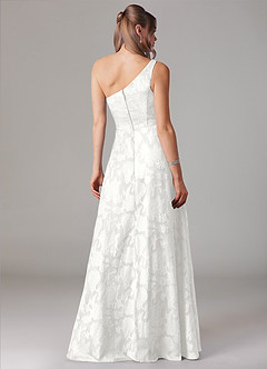 Azazie Ellianna Bridesmaid Dresses White A-Line One Shoulder Floral Burnout Dress image2