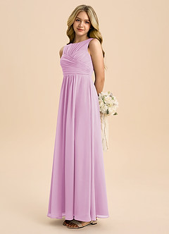 Azazie Skyla Junior Candy Pink A-Line Pleated Chiffon Dress image1