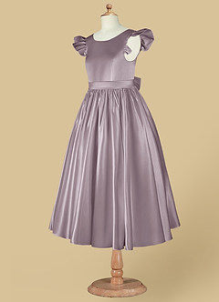 Azazie Violeta Flower Girl Dresses Dusk Ball-Gown Bow Matte Satin Dress image12