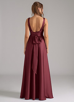 Azazie Kora Brautjungfernkleider A-Linie Plissee Stretch-Satin Kleid Merlot image5
