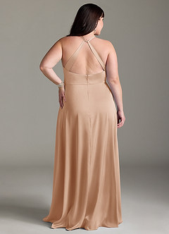 Azazie Davis Bridesmaid Dresses English Rose A-Line Pleated Stretch Satin Dress image8