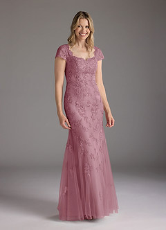 Azazie Marbella Mother of the Bride Dresses Vintage Mauve Mermaid Queen Anne Sequins Lace Dress image4