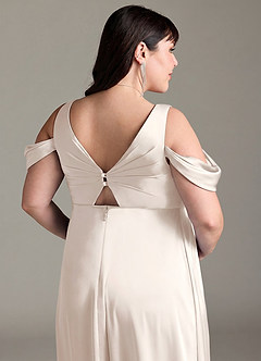 Azazie Rhea Maternity Bridesmaid Dresses A-Line Off-The-Shouler Pleated Stretch Satin Floor-Length Dress image13