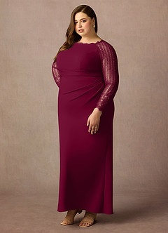 Azazie Peggy Kleider für die Brautmutter Etui Spitze Kleid Burgunderrot image10