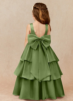Azazie Margie Flower Girl Dresses Juniper A-Line Bow Stretch Satin Dress image1