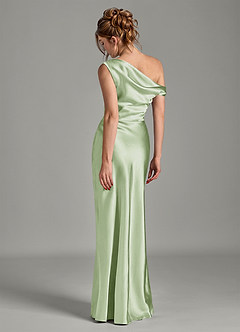 Azazie Emerson 신부 들러리 드레스 인어 오프 더 숄더 메탈릭 새틴 바닥 길이 드레스 image2