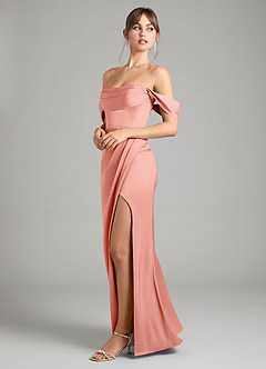 Azazie Johana Vestidos de damas de honor Vestido de Coral de Satén Elástico de Corte Sirena Convertible con Vestidos sin tirantes image7