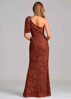 Azazie Yuanna Final Sale Terracotta Mermaid One Shoulder Floral Burnout Dress image6