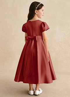 Azazie Princess Flower Girl Dresses Terracotta A-Line Pleated Matte Satin Dress image2