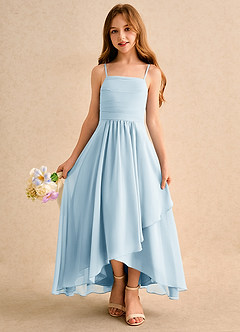 Azazie Twilight Dance Girls Formal Flower Girl Dresses Sky Blue A-Line Pleated Chiffon Dress image4
