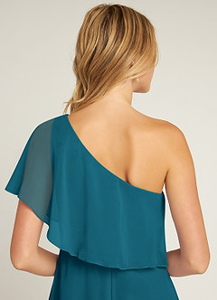 Azazie Lizzy Brautjungfernkleider A-Linie One-Shoulder Chiffon Kleid Tintenblau image3