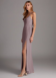 Azazie Manila Final Sale Dusk Sheath V-Neck Chiffon Dress image4
