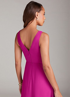 Azazie Nelly Bridesmaid Dresses Fuchsia A-Line Pleated Chiffon Dress image7