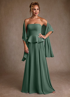 Azazie Josabeth Final Sale Eucalyptus A-Line Pleated Chiffon Dress image1