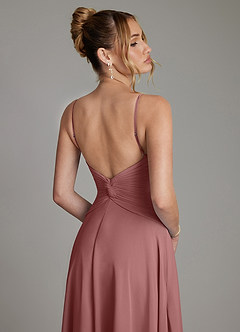 Azazie Elita Bridesmaid Dresses Desert Rose A-Line Pleated Chiffon Dress image2