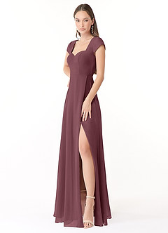 Azazie Hainsly Bridesmaid Dresses Sangria A-Line Sweetheart Neckline Chiffon Dress image3