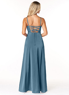 Azazie Marchella Bridesmaid Dresses Bermuda A-Line Corset Stretch Satin Dress image2