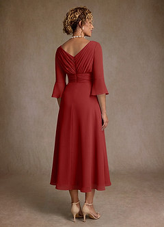 Azazie Aerynne Mother of the Bride Dresses Rust A-Line Pleated Chiffon Dress image2