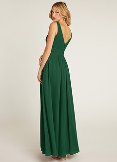 Azazie Pierrette Bridesmaid Dresses Dark Green A-Line Pleated Chiffon Dress image4