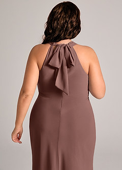 Azazie Doretta Bridesmaid Dresses Espresso Mermaid Pleated Chiffon Dress image12